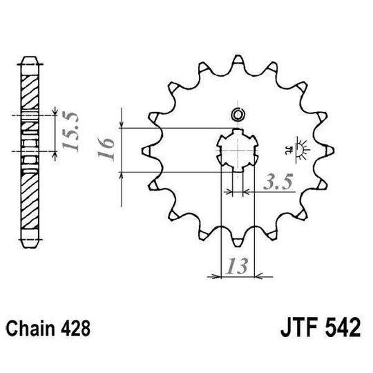 Reťazové koliečko JT JTF 542-13 13T, 428